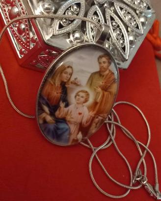 Collana Unisex ARGENTO 925 cm60 con Sacra Famiglia