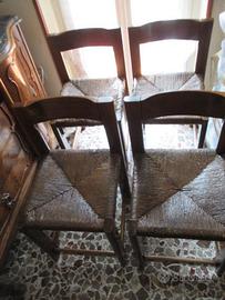 N.4 sedie in paglia+legno massello anni 70(tot E20
