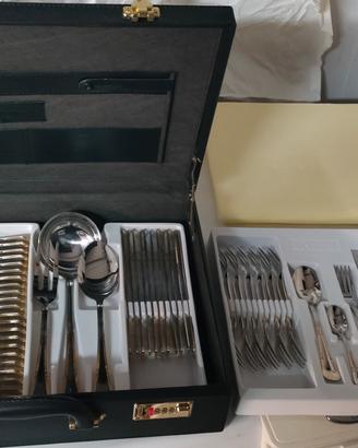 Set posate in acciaio inox e oro zecchino 