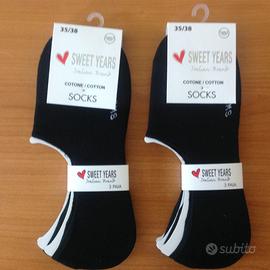 6 Paia Calzini  Fantasmini Nero Uomo/Donna