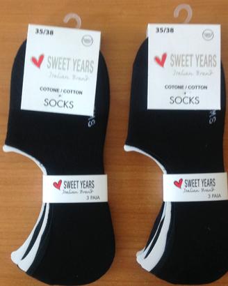 6 Paia Calzini  Fantasmini Nero Uomo/Donna