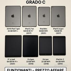 Apple iPad 9 pezzi grado C - Funzionanti