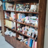 Libreria di noce con scaffali e sportelli 