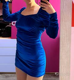 Mini dress velluto blu elettrico – taglia M