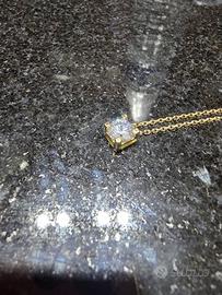 Collana oro 750 con solitario  diamante 2ct
