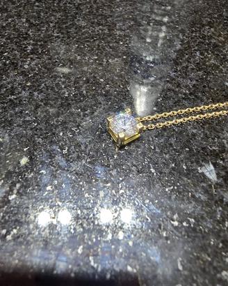 Collana oro 750 con solitario  diamante 2ct