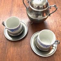 tazzine  da caffe  peltro e ceramica