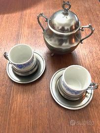 tazzine  da caffe  peltro e ceramica