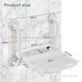 Sedia da bagno per anziani e disabili, pieghevole