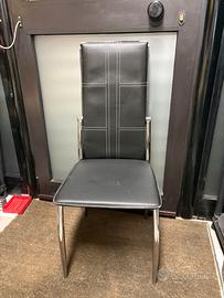 Set di 6 sedie moderne ecopelle nera e metallo