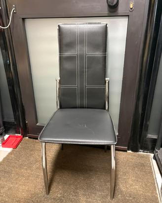 Set di 6 sedie moderne ecopelle nera e metallo