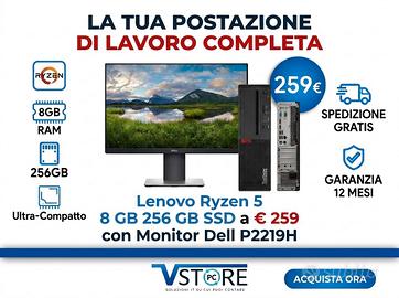 Postazione ryzen 5, monitor 22 pollici senza bordo