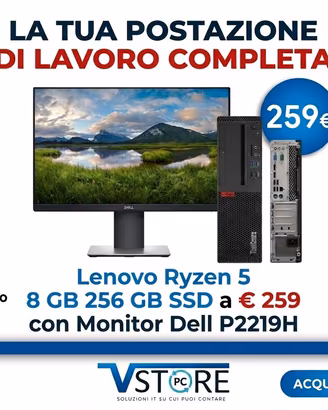 Postazione ryzen 5, monitor 22 pollici senza bordo