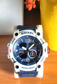 Crono sportivo Dual time/Dual Display Smael Blu/Wh