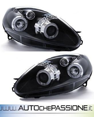 Gruppi ottici anteriori angel eyes neri per ABARTH