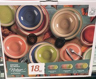 Set 18 Piatti in ceramica multicolore