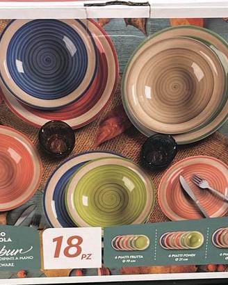 Set 18 Piatti in ceramica multicolore