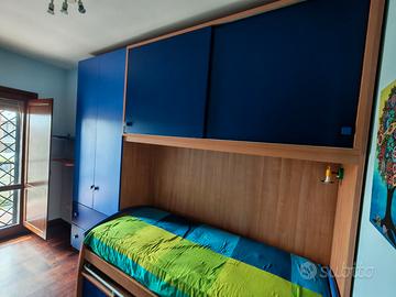 cameretta a ponte Blu compresa Libreria 3 ripiani