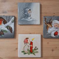 set mattonelle dipinte a mano natalizie 