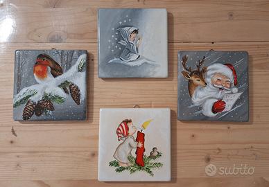 set mattonelle dipinte a mano natalizie 