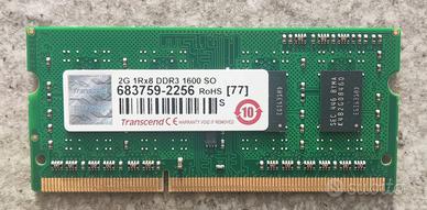 Ram Transcend 2GB DDR3 SO-DIMM Nuova per Laptop
