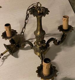 Lampadario 3 candele antico