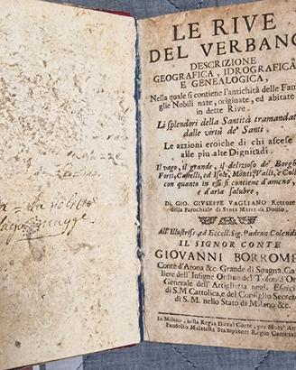 Libri antichi G.Vagliano Le rive del Verbano 1710