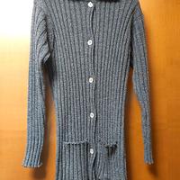 Cardigan lungo, grigio in lana merinos Taglia M