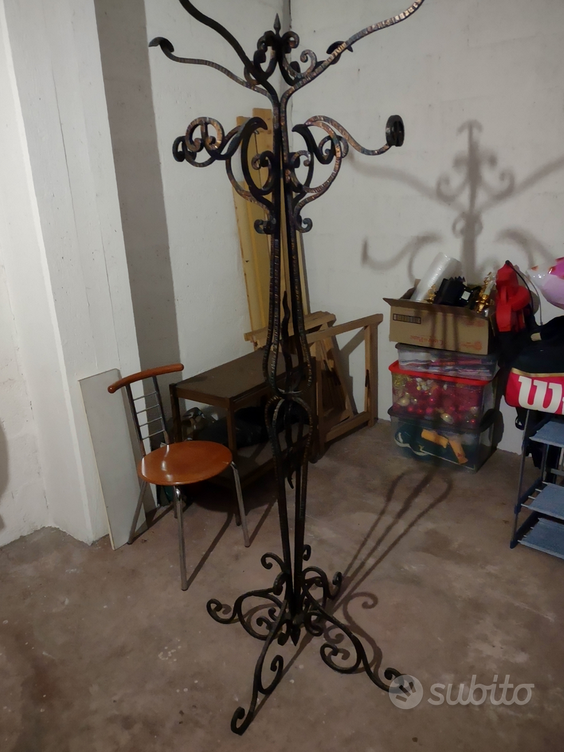 Appendiabiti Girevole In Ferro Battuto Bronzo Martellato 6 Posti - Alto 180 Cm - Foto 7