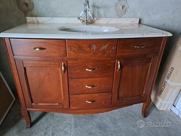 Set x Bagno Noce Marmo Rosa Lavandino Specchio