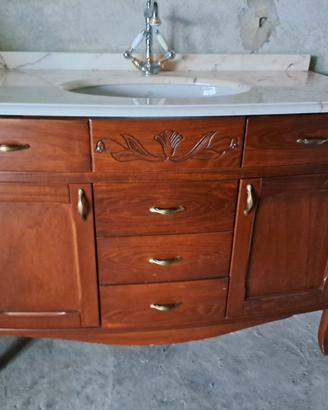 Set x Bagno Noce Marmo Rosa Lavandino Specchio