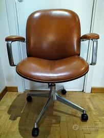 Poltrona ufficio Vintage MIM Roma, pelle legno 