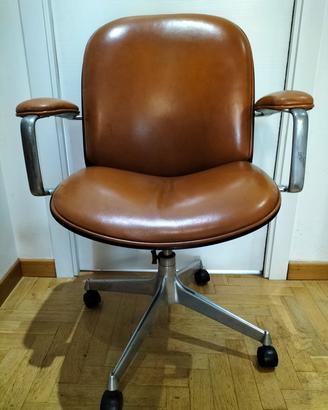 Poltrona ufficio Vintage MIM Roma, pelle legno 