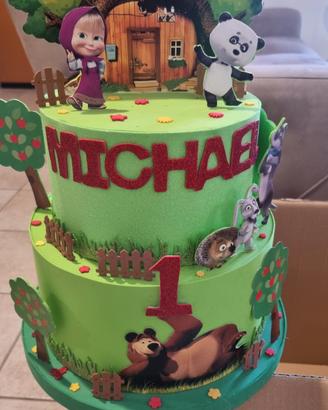 Torta finta Masha e Orso