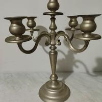 Candelabro vintage 5 fiamme metallo finto argento
