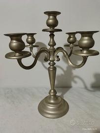 Candelabro vintage 5 fiamme metallo finto argento