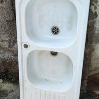 Lavello doppia vasca con gocciolatoio bianco misur