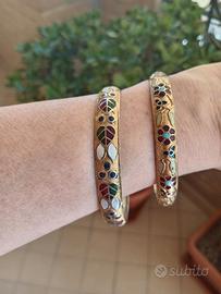 Coppia di bracciali in smalto Cloisonnè