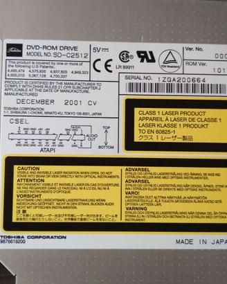 DVD ROM DRIVE Toshiba modello SD-C2512 x tablet