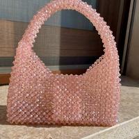 Borsa artigianale fatta a mano - perline rosa