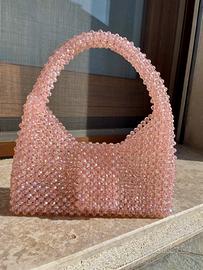 Borsa artigianale fatta a mano - perline rosa