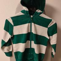 Felpa bambino a righe verdi e grigie