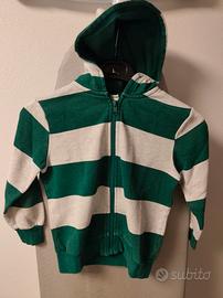 Felpa bambino a righe verdi e grigie