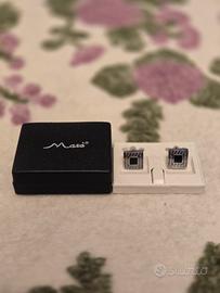 Gemelli vintage con centro nero e bordo argentato