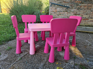 Tavolo bimbi + 2 sedie rosa Ikea - Tutto per i bambini In vendita