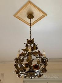 Lampadario in ferro battuto anni 60