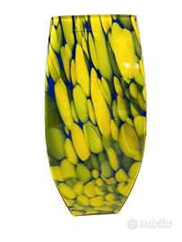 VASO IN VETRO DI MURANO TONI BLU E VERDE ACIDO