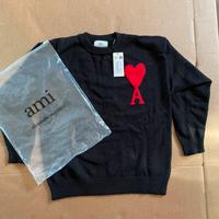 maglione ami paris nero e rosso taglia S