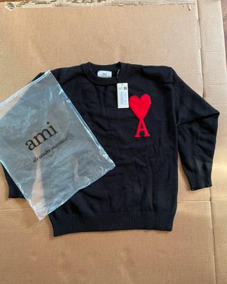 maglione ami paris nero e rosso taglia S