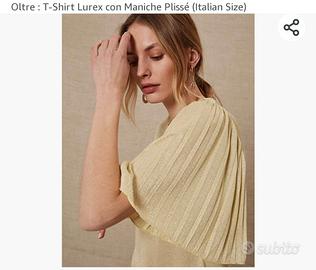 T-shirt lurex OLTRE con maniche plissé